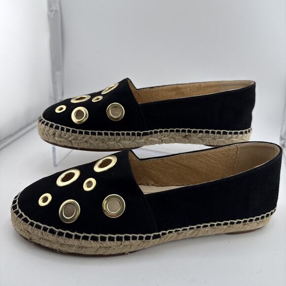 Andre Assous Women's size US/6.5 EU/37 Black Suede with Gold Grommets Espadrille - Picture 5 of 10
